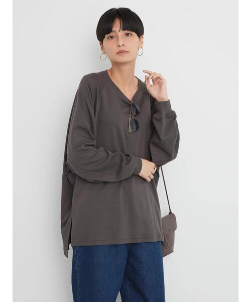 AMERICAN HOLIC（アメリカンホリック）の「ラグランBIGラウンドチュニック（チュニック・レディース・サックスブルー/チャコールグレー/オフホワイト・L/M）」の9枚目の写真