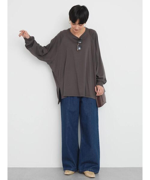 AMERICAN HOLIC（アメリカンホリック）の「ラグランBIGラウンドチュニック（チュニック・レディース・サックスブルー/チャコールグレー/オフホワイト・L/M）」の12枚目の写真