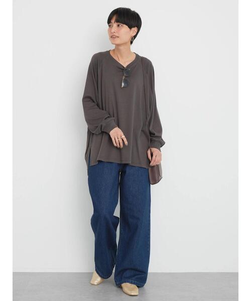 AMERICAN HOLIC（アメリカンホリック）の「ラグランBIGラウンドチュニック（チュニック・レディース・サックスブルー/チャコールグレー/オフホワイト・L/M）」の14枚目の写真