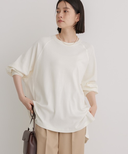 AMERICAN HOLIC（アメリカンホリック）の「ラグランBIGラウンドチュニック（チュニック・レディース・サックスブルー/チャコールグレー/オフホワイト・L/M）」の2枚目の写真