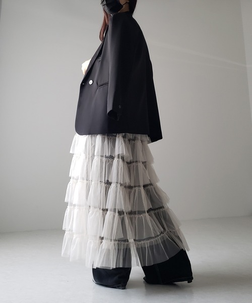 random tiered tulle & pongee SK（WILLFULLY official web store  