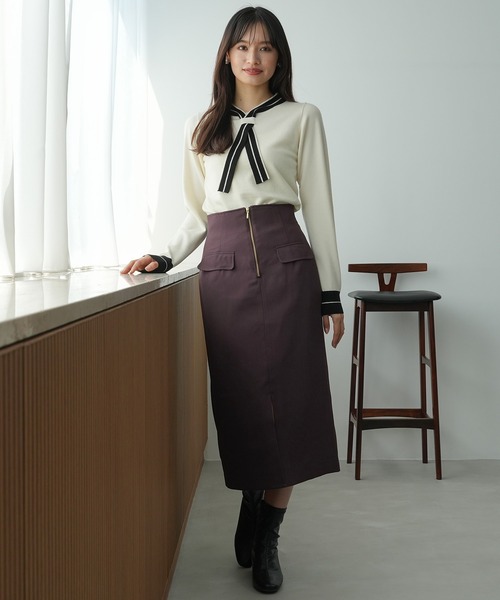 TRUDEA(トルディア)の「ハーフジップタイトスカート(スカート・レディース・パープル/チャコールグレー/ブラウン・MEDIUM/SMALL/LARGE)」の5枚目の写真