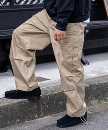 T/Cツイルワイドイージーカーゴパンツ ルーズシルエット 裾ドローコード