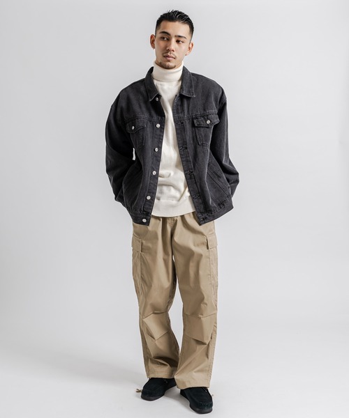 Ressaca(レサーカ)の「T/Cツイルワイドイージーカーゴパンツ ルーズシルエット 裾ドローコード(カーゴパンツ・メンズ・カーキ/ベージュ/ブラック・XL/L/M)」の8枚目の写真