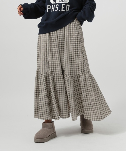 BAYFLOW(ベイフロー)の「チェックティアードスカート(スカート・レディース・ナチュラル/ネイビー・SMALL/MEDIUM)」の8枚目の写真