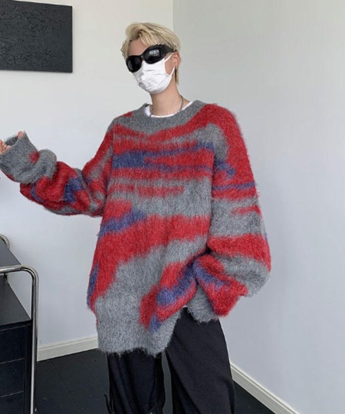 MGV（エムジーヴィー）の「ストリートグラデーションモヘアライクニット（ニット/セーター・メンズ・レッド/グリーン・X-LARGE/LARGE/MEDIUM）」の12枚目の写真