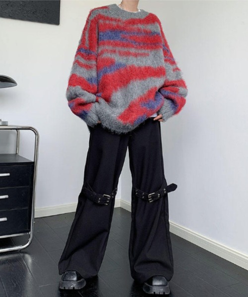 MGV（エムジーヴィー）の「ストリートグラデーションモヘアライクニット（ニット/セーター・メンズ・レッド/グリーン・X-LARGE/LARGE/MEDIUM）」の8枚目の写真