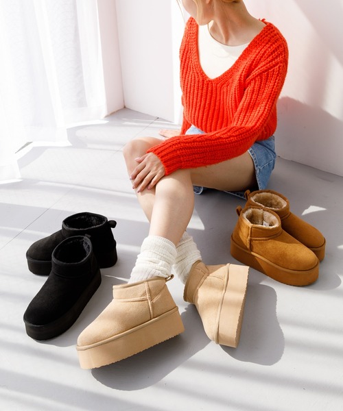 セール】厚底ムートンブーツ（ブーツ）｜attagirl（アタガール）の  