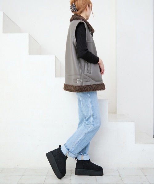 attagirl（アタガール）の「厚底ムートンブーツ（ブーツ・レディース・ブラック/ベージュ/ライトブラウン・L/LL/S/M/SS）」の8枚目の写真