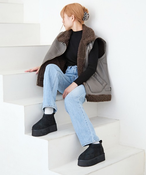 attagirl（アタガール）の「厚底ムートンブーツ（ブーツ・レディース・ブラック/ベージュ/ライトブラウン・L/LL/S/M/SS）」の9枚目の写真