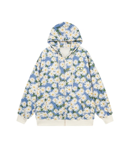 HOOK（フック）の「【HOOK】マーガレット総プリント前開きパーカー（パーカー・メンズ・グリーン/オレンジ/ブルー・M/XL/L）」の3枚目の写真