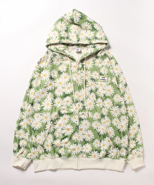 HOOK（フック）の「【HOOK】マーガレット総プリント前開きパーカー（パーカー・メンズ・グリーン/オレンジ/ブルー・M/XL/L）」の5枚目の写真