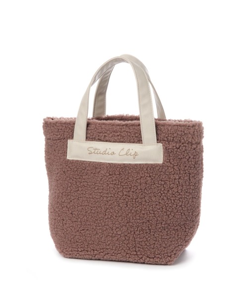 studio CLIP（スタディオクリップ）の「ボアロゴトートＭ（トートバッグ・レディース・グレー/ピンク/ブラウン/オフホワイト・FREE）」の8枚目の写真
