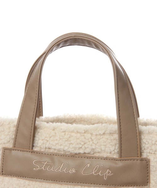 studio CLIP（スタディオクリップ）の「ボアロゴトートＭ（トートバッグ・レディース・グレー/ピンク/ブラウン/オフホワイト・FREE）」の13枚目の写真