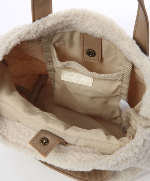 studio CLIP（スタディオクリップ）の「ボアロゴトートＭ（トートバッグ・レディース・グレー/ピンク/ブラウン/オフホワイト・FREE）」の18枚目の写真