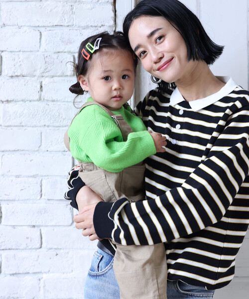 SLAP SLIP（スラップスリップ）の「【宮城舞さん×SLAPSLIP】デニムツイルストレッチサロペット(80~120cm)（つなぎ/オールインワン・キッズ・ネイビー/ベージュ・100cm/110cm/80ｃｍ/90cm/120cm）」の7枚目の写真