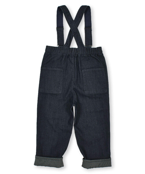 SLAP SLIP（スラップスリップ）の「【宮城舞さん×SLAPSLIP】デニムツイルストレッチサロペット(80~120cm)（つなぎ/オールインワン・キッズ・ネイビー/ベージュ・100cm/110cm/80ｃｍ/90cm/120cm）」の8枚目の写真