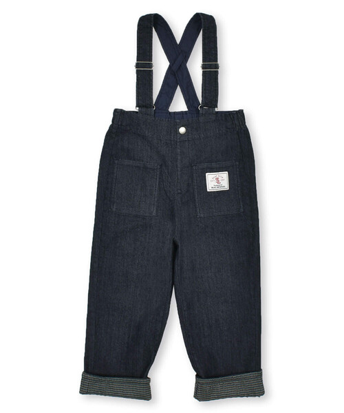 SLAP SLIP（スラップスリップ）の「【宮城舞さん×SLAPSLIP】デニムツイルストレッチサロペット(80~120cm)（つなぎ/オールインワン・キッズ・ネイビー/ベージュ・100cm/110cm/80ｃｍ/90cm/120cm）」の17枚目の写真