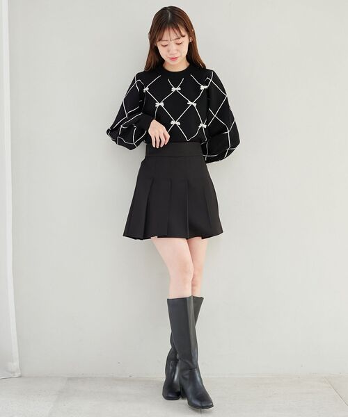 MAJESTIC LEGON(マジェスティックレゴン)の「【この冬注目度№1ニット】プチリボン&ビジューニット(ニット/セーター・レディース・ピンク系その他2/グレー系その他/ホワイト系その他2/ブラック系その他・MEDIUM)」の5枚目の写真