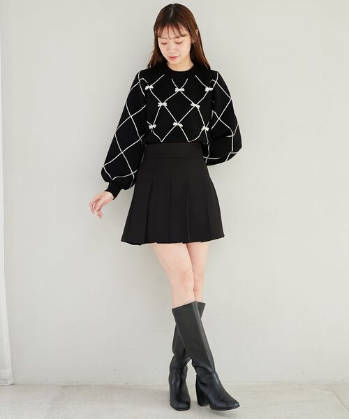 MAJESTIC LEGON(マジェスティックレゴン)の「【この冬注目度№1ニット】プチリボン&ビジューニット(ニット/セーター・レディース・ピンク系その他2/グレー系その他/ホワイト系その他2/ブラック系その他・MEDIUM)」の6枚目の写真