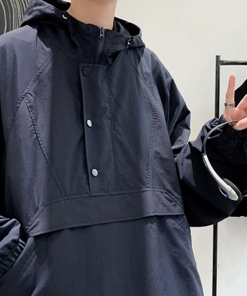 BENDER TOKYO(ベンダートウキョウ)の「【BENDER TOKYO】オーバーサイズ ハーフジップ アノラックパーカー ブルゾン(ブルゾン・メンズ・ブルー/ブラック・FREE)」の11枚目の写真
