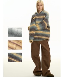 TGNS（ツーガンズ）の「【TGNS】Oil Painting Gradual Short Velvet Hooded Sweater / 【ツーガンズ】オイルペイントベルベット長袖セーター（ニット/セーター）」