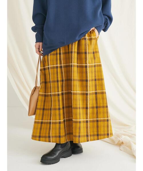 CRAFT STANDARD BOUTIQUE(クラフトスタンダードブティック)の「先染めチェック(小)スカート(スカート・レディース・ブラック/マスタード・FREE)」の17枚目の写真