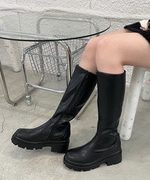 shopnikoniko | トラックソール 厚底 ロングブーツ 合成皮革(ブーツ)
