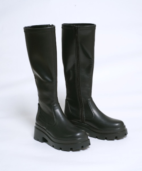 shopnikoniko(ショップニコニコ)の「トラックソール 厚底 ロングブーツ 合成皮革(ブーツ・レディース・ブラック・L/M/S/LL)」の8枚目の写真