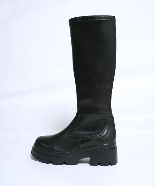 shopnikoniko(ショップニコニコ)の「トラックソール 厚底 ロングブーツ 合成皮革(ブーツ・レディース・ブラック・L/M/S/LL)」の10枚目の写真