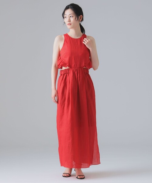 EFFE BEAMS（エッフェビームス）の「EFFE BEAMS / ラミー マキシワンピース（ワンピース・レディース・レッド/ダークグリーン・38/36）」の6枚目の写真