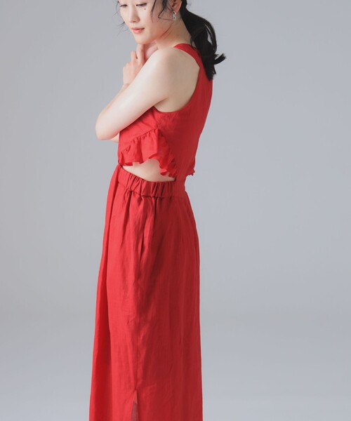 EFFE BEAMS（エッフェビームス）の「EFFE BEAMS / ラミー マキシワンピース（ワンピース・レディース・レッド/ダークグリーン・38/36）」の10枚目の写真