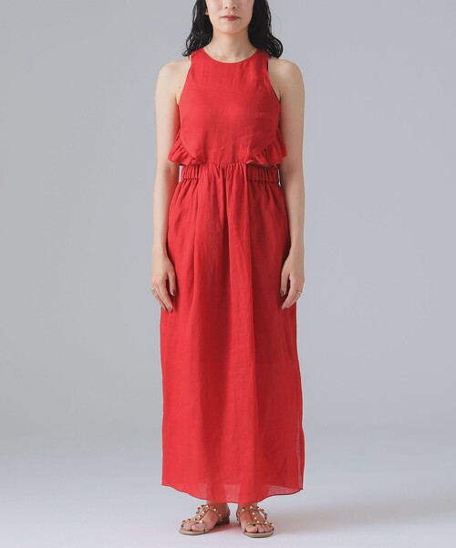 EFFE BEAMS（エッフェビームス）の「EFFE BEAMS / ラミー マキシワンピース（ワンピース・レディース・レッド/ダークグリーン・38/36）」の12枚目の写真