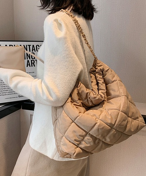 セール】レディース キルティングチェーンショルダーバッグ+ミニポーチ