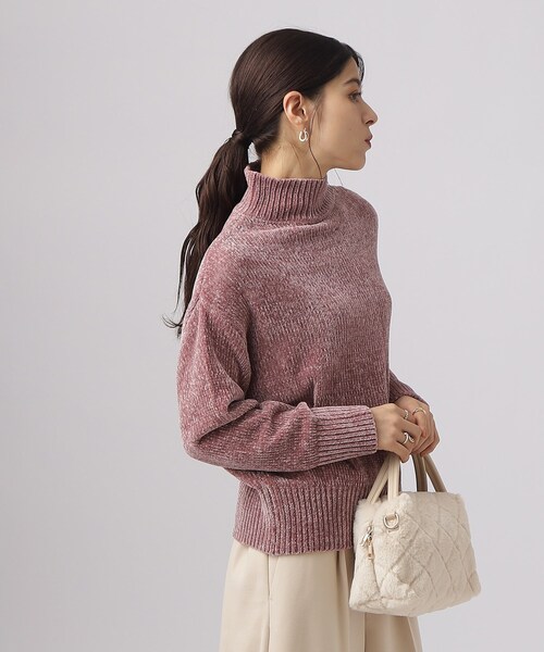 DRESKIP（ドレスキップ）の「◆【上品な光沢】なめらか ベロアモール モックネックニット（ニット/セーター・レディース・ベージュ/グレー/オフホワイト/ベビーピンク・02/03/04）」の19枚目の写真