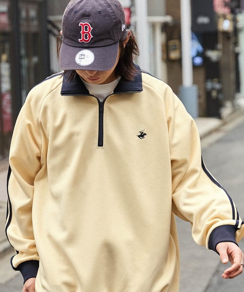 BEVERLY HILLS POLO CLUB（ビバリーヒルズポロクラブ）の「BEVERLY HILLS POLO CLUB/ビバリーヒルズポロクラブ 別注 ロゴ刺繍 サイドライン ハーフジップ トラックプルオーバー（スウェット・レディース・サックスブルー/ライトグレー/ブラック/ベージュ/アイボリー・M/L）」の15枚目の写真