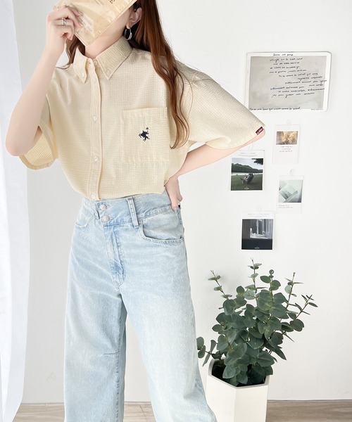 Java(ジャバ)の「《JAVA ジャバコラボ》着回し力抜群。胸刺繍サッカー素材シャツ(シャツ/ブラウス・レディース・アイボリー/ブルー/ネイビー系/オフホワイト/モカ・LARGE/MEDIUM/SMALL/X-LARGE)」の17枚目の写真