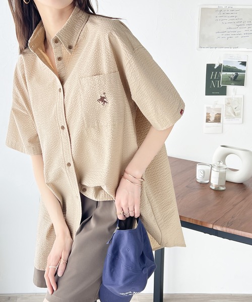 Java(ジャバ)の「《JAVA ジャバコラボ》着回し力抜群。胸刺繍サッカー素材シャツ(シャツ/ブラウス・レディース・アイボリー/ブルー/ネイビー系/オフホワイト/モカ・LARGE/MEDIUM/SMALL/X-LARGE)」の22枚目の写真