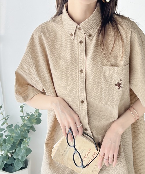 Java(ジャバ)の「《JAVA ジャバコラボ》着回し力抜群。胸刺繍サッカー素材シャツ(シャツ/ブラウス・レディース・アイボリー/ブルー/ネイビー系/オフホワイト/モカ・LARGE/MEDIUM/SMALL/X-LARGE)」の21枚目の写真