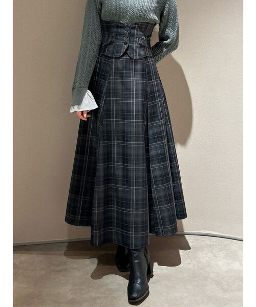 dazzlin（ダズリン）の「ベストコルセットレースアップスカート（スカート・レディース・ブラウン/チャコールグレー/グリーン・SMALL/MEDIUM）」の3枚目の写真