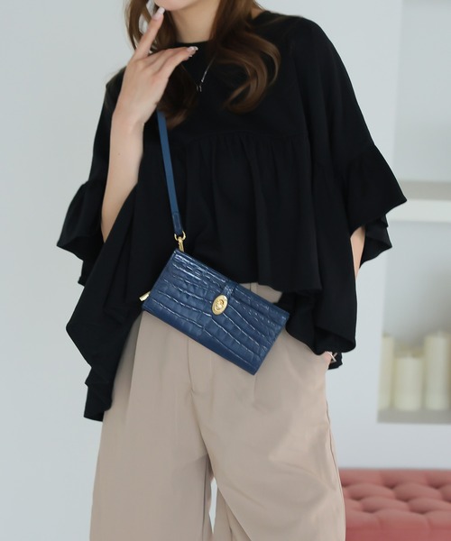 LAFFMO（ラフモ）の「ハーフスリーブティアードTシャツ（Tシャツ/カットソー・レディース・ブラック/オフホワイト/ベージュ・F）」の13枚目の写真