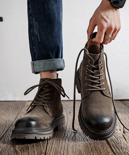 shoes365(シューズスリーシックスファイヴ)の「【shoes365】砂漠仕様ワークショートブーツ(ブーツ・メンズ・グレー/ブラウン・26.5cm/26.0cm/27.0cm/24.5cm/25.0cm/25.5cm)」の6枚目の写真