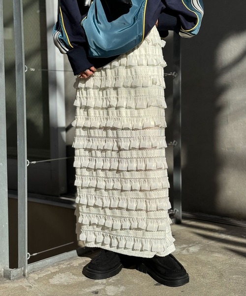 CIAOPANIC（チャオパニック）の「フリルレースＩラインスカート（スカート・レディース・ブラック/ホワイト/ライム・FREE）」の6枚目の写真