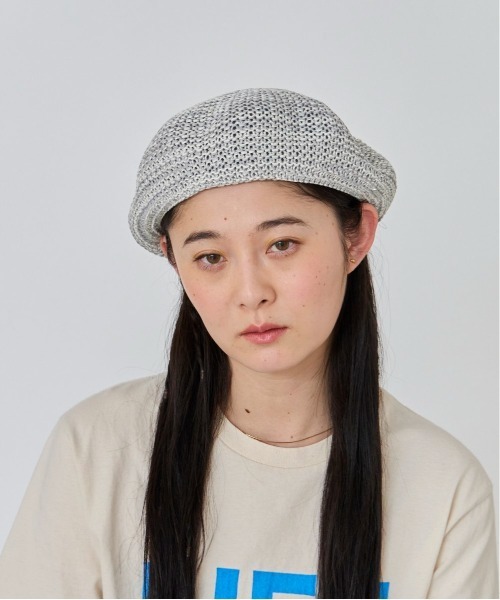OVERRIDE(オーバーライド)の「OVERRIDE MIX LONGMITUAMI BERET / オーバーライド(ハンチング/ベレー帽・レディース・グレー/ブラック/イエロー・58cm)」の14枚目の写真