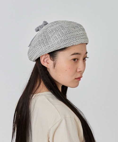 OVERRIDE(オーバーライド)の「OVERRIDE MIX LONGMITUAMI BERET / オーバーライド(ハンチング/ベレー帽・レディース・グレー/ブラック/イエロー・58cm)」の18枚目の写真
