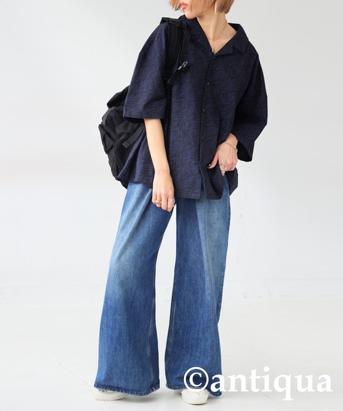 antiqua(アンティカ)の「リーフ柄シャツ(シャツ/ブラウス・レディース・ベージュ系その他/ブラック系その他・FREE)」の12枚目の写真