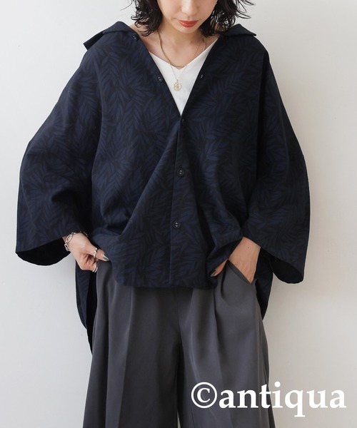 antiqua(アンティカ)の「リーフ柄シャツ(シャツ/ブラウス・レディース・ベージュ系その他/ブラック系その他・FREE)」の9枚目の写真