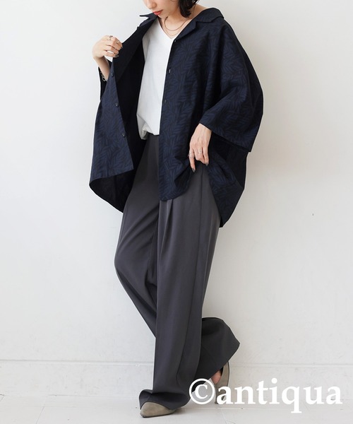 antiqua(アンティカ)の「リーフ柄シャツ(シャツ/ブラウス・レディース・ベージュ系その他/ブラック系その他・FREE)」の10枚目の写真