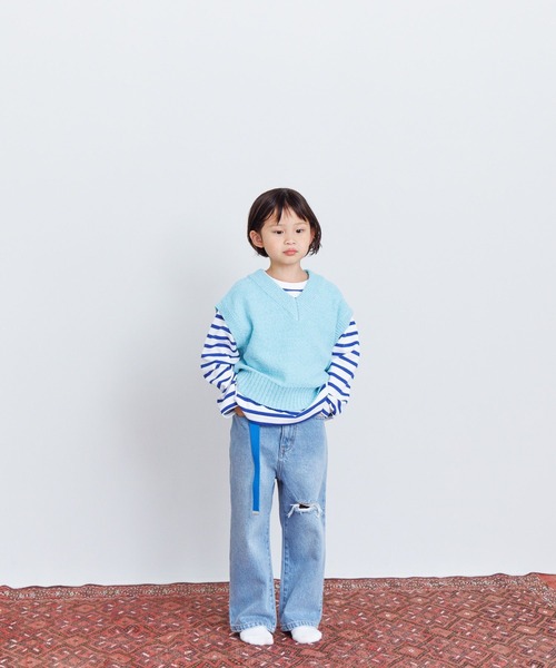 LOWRYS FARM(ローリーズファーム)の「ブークレニットベスト 100822(ベスト・キッズ・ブルー/イエロー/ホワイト・150cm/140cm/130cm/120cm/110cm)」の18枚目の写真