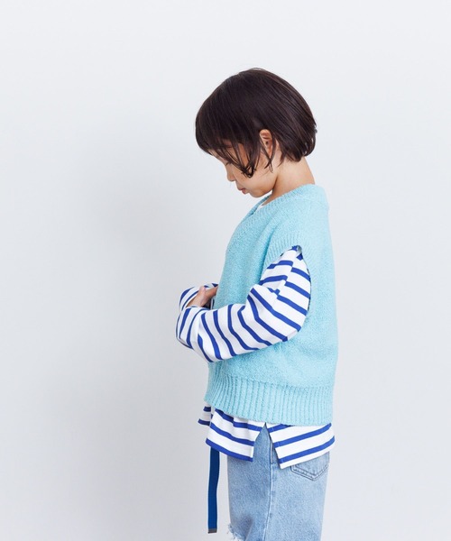 LOWRYS FARM(ローリーズファーム)の「ブークレニットベスト 100822(ベスト・キッズ・ブルー/イエロー/ホワイト・150cm/140cm/130cm/120cm/110cm)」の15枚目の写真